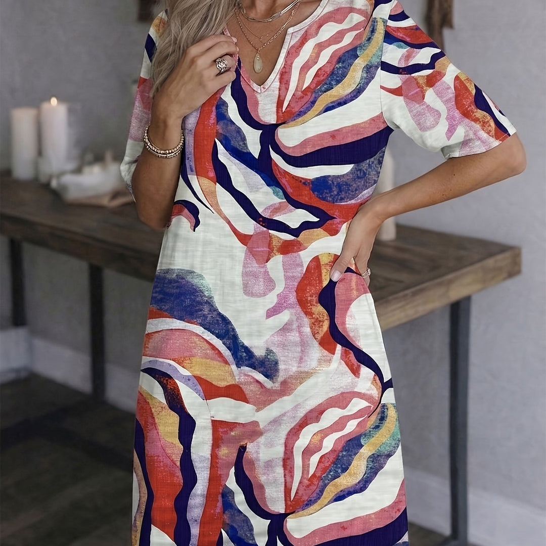 Ramona | Kunstzinnige Print Shift Jurk