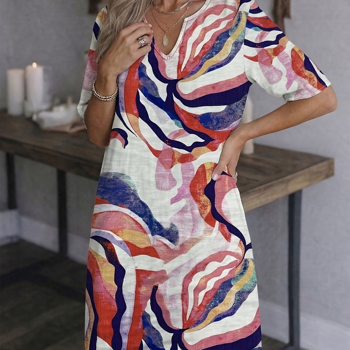 Ramona | Kunstzinnige Print Shift Jurk