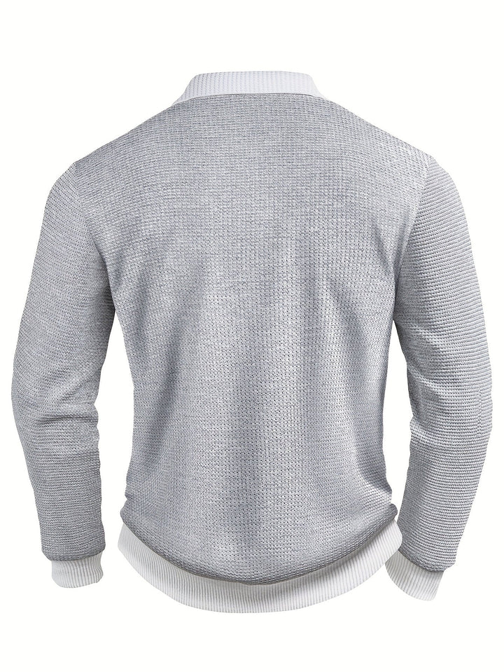 Gareth | Getextureerde Lange Mouwen Polo Shirt