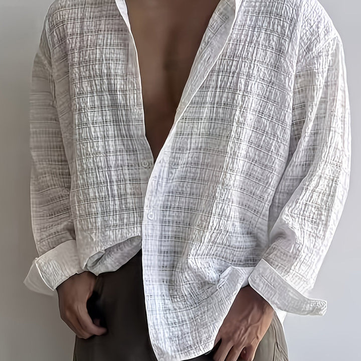 Rafael | Ontspannen Textured Lange Mouwen Shirt