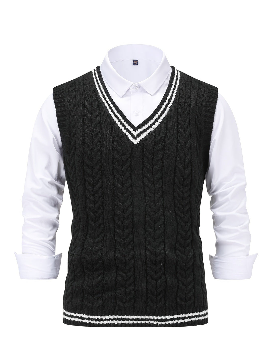 Gideon | Kabelgebreide V-Hals Sweater Vest
