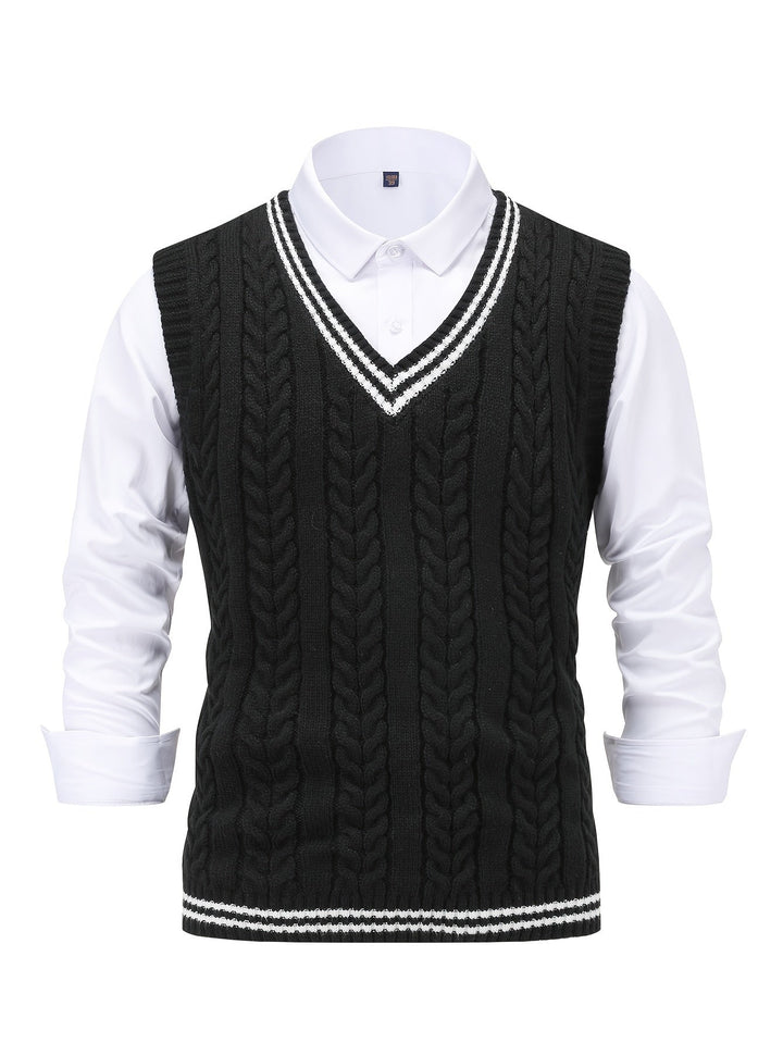 Gideon | Kabelgebreide V-Hals Sweater Vest