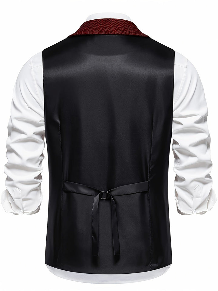 Edmund | Haringbone Effen Gilet