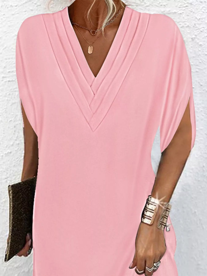 Emery | V-Hals Slit Mouw Mini Jurk