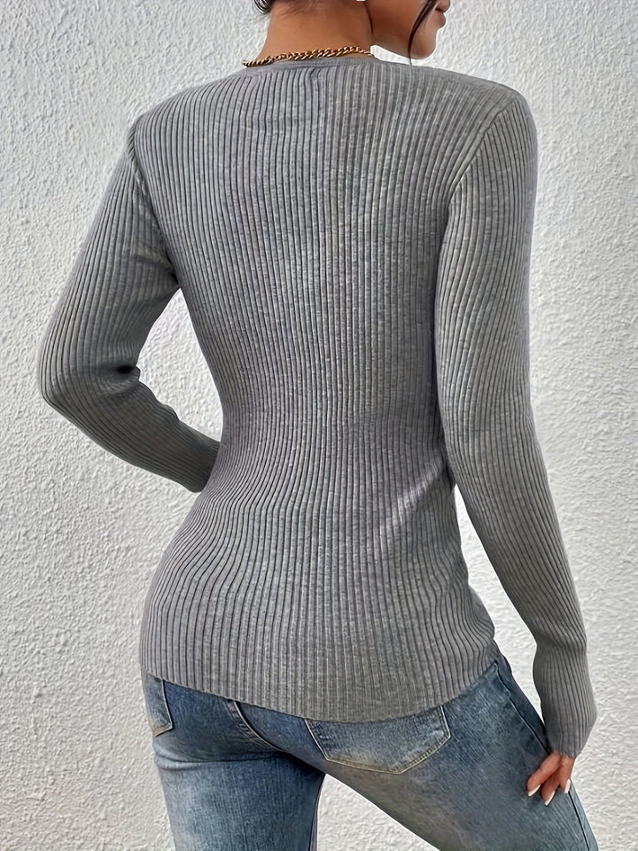 Helene | Geribbelde Top met Halve Knopen