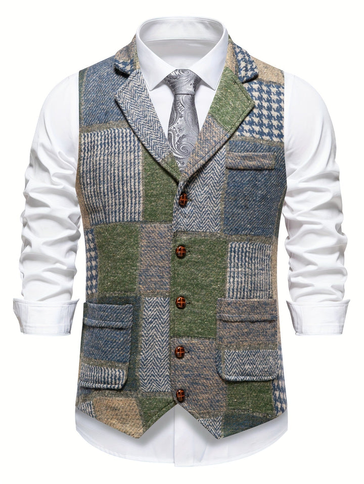 Trevor | Patchwork Vest met Visgraatpatroon