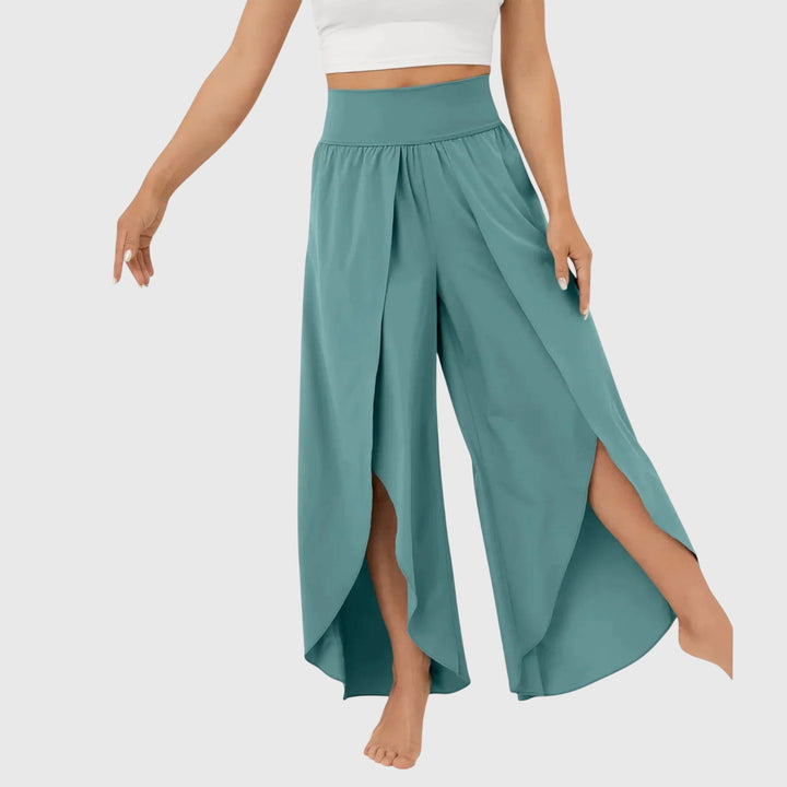 Delphina | Vloeiende Wijde-Pijpen Split Broek