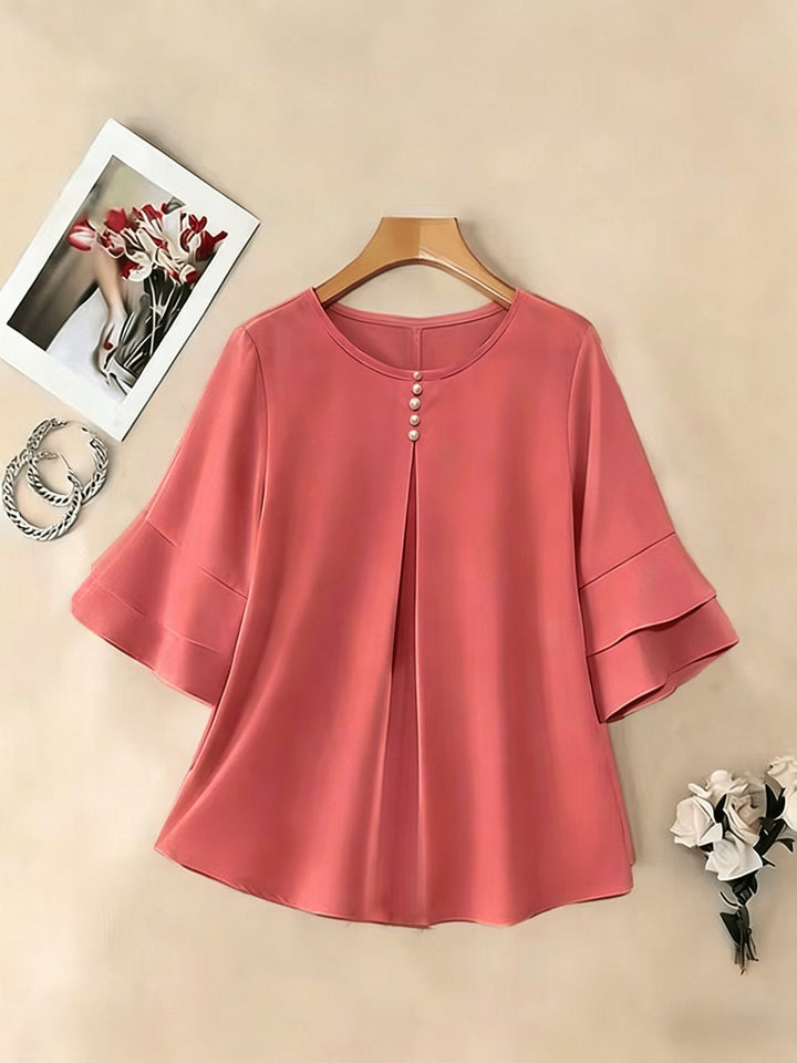 Karen | Blouse met Flared Mouwen en Plissé
