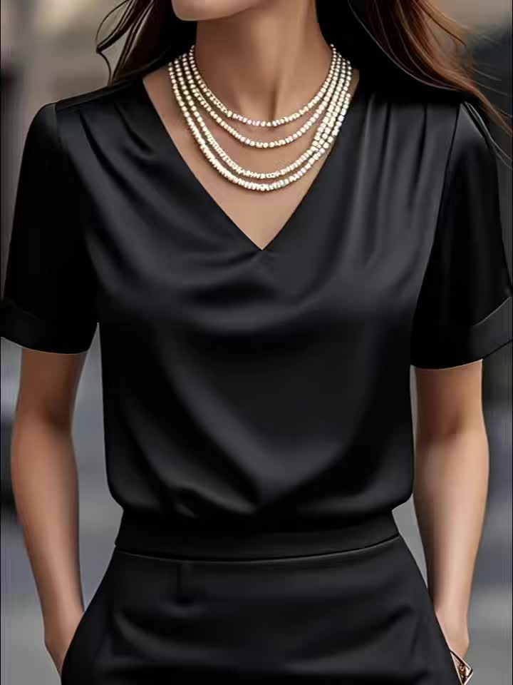 Estelle | Gedrapeerde V-Hals Blouse