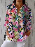 Louise | Stijlvolle Bloemen Canvas Blouse