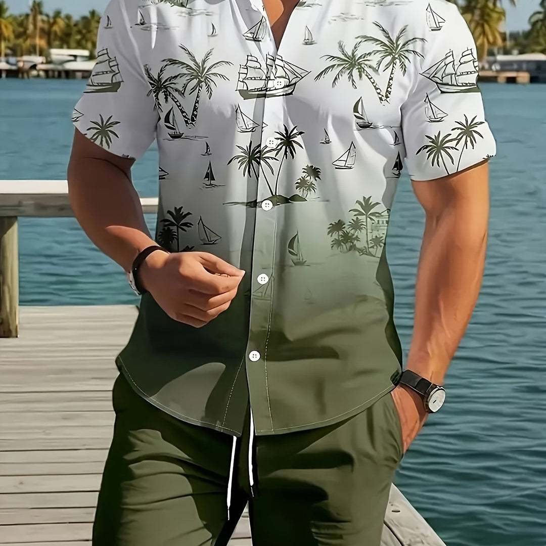 Garrett | Kustprint Shirt en Shorts Set