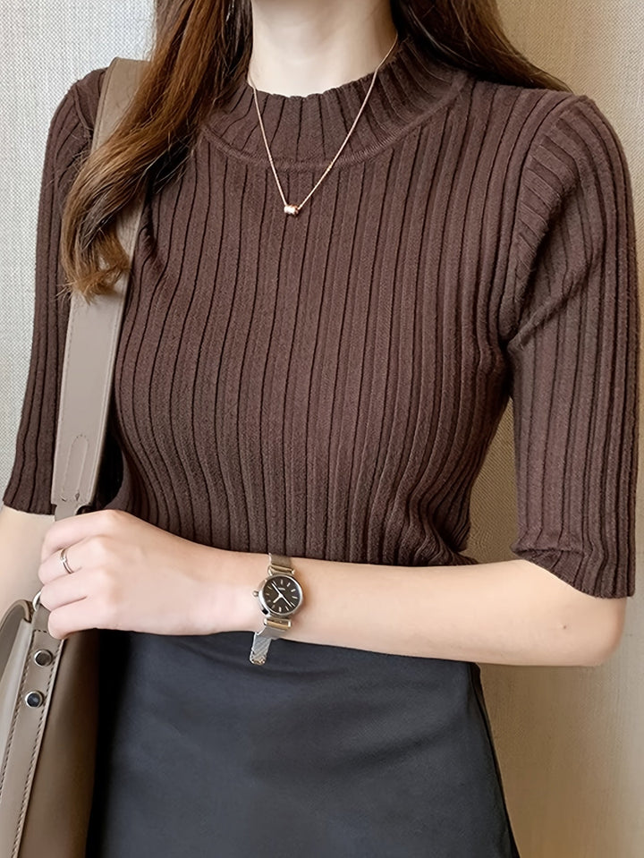 Verity | Geribbelde Top met Hoge Hals