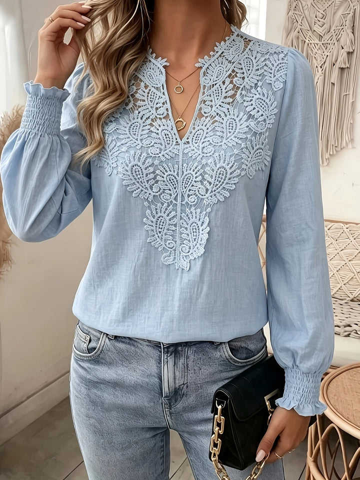 Delia | Geborduurde V-Hals Blouse