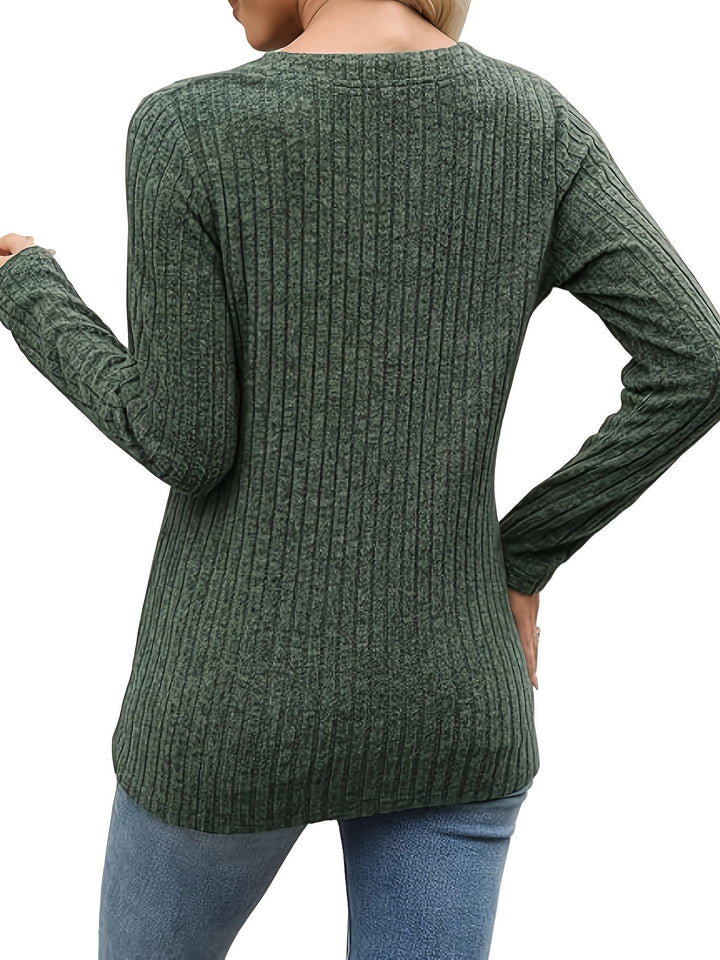 Nadia | Geribbelde Top met Knopen