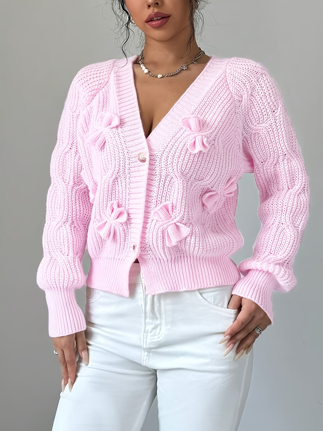 Juniper | Zachte Boogdetail Lange Mouwen Cardigan