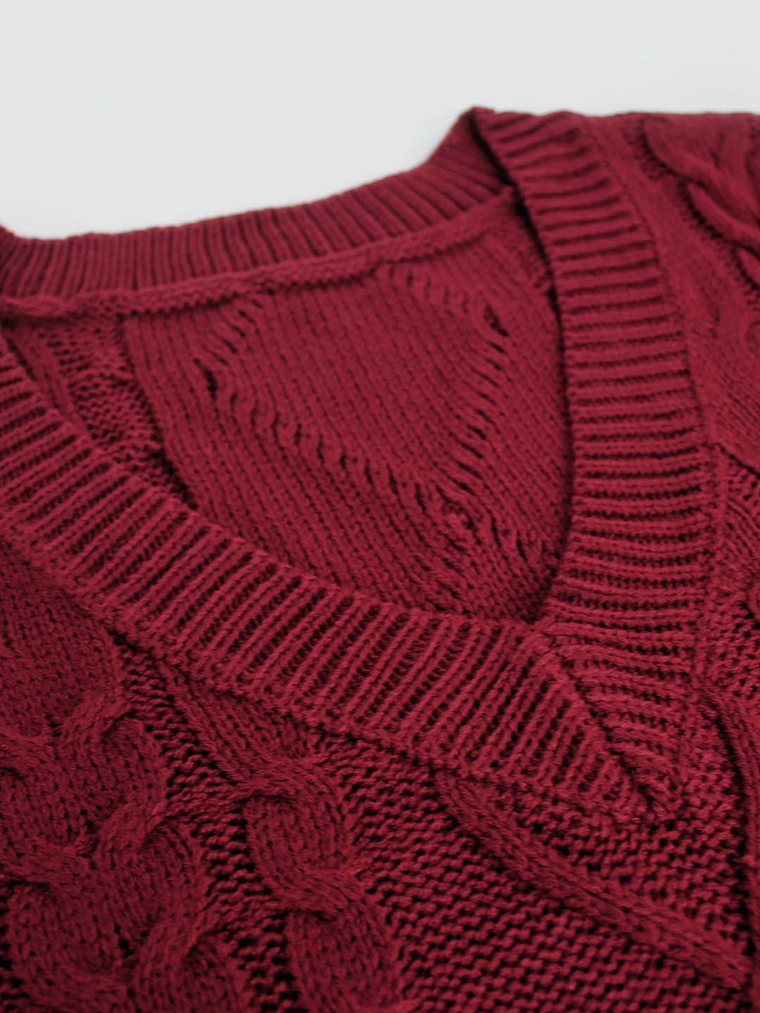 Cora | Gezellige Kabelgebreide V-Hals Sweater Vest