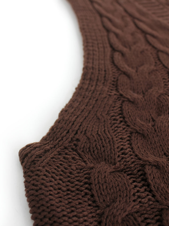 Cora | Gezellige Kabelgebreide V-Hals Sweater Vest