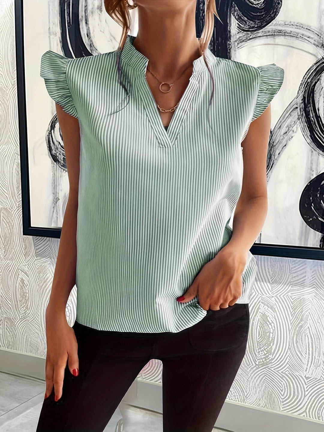 Rowan | Ruffle-Mouw V-Hals Blouse