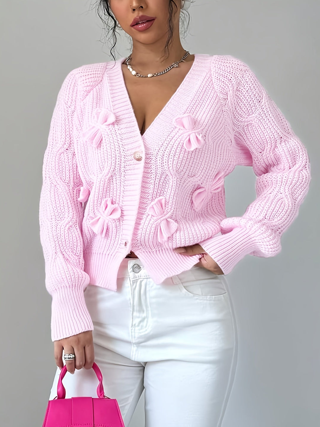 Juniper | Zachte Boogdetail Lange Mouwen Cardigan