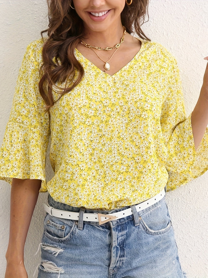 Lorraine | Bloemige Blouse met Ruffle-Mouwen