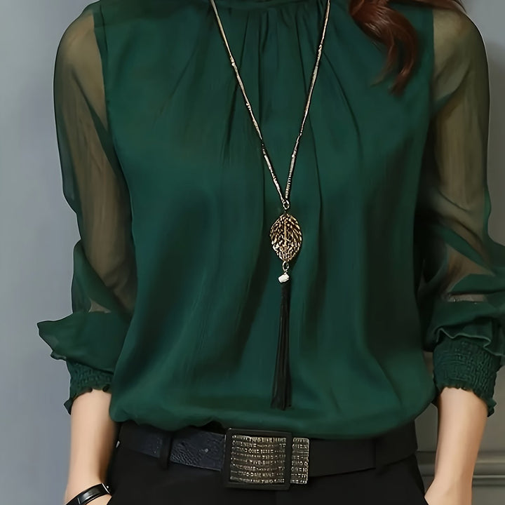 Ophelia | Blouse met Staande Kraag en Lange Mouwen