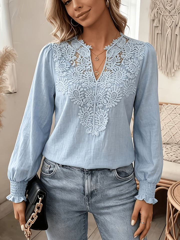 Delia | Geborduurde V-Hals Blouse