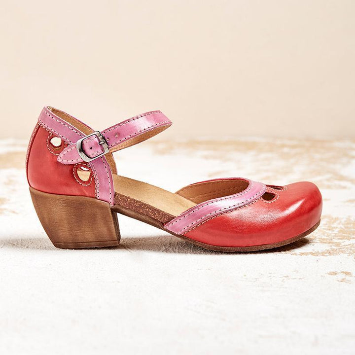 Felicity | Comfortabele Lage Hak T-Strap Sandalen