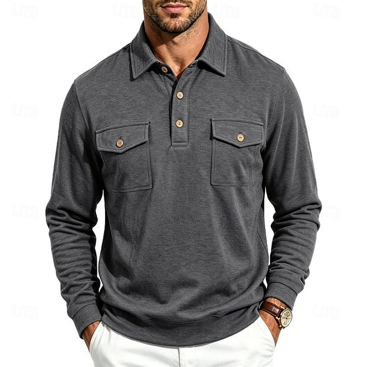 Harold | Verfijnde Lange Mouwen Pocket Polo Shirt