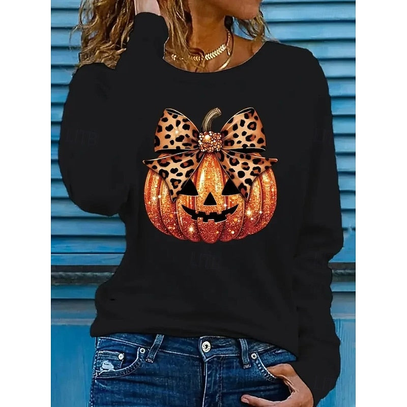 Lillian | Sprankelend Halloween Pompoen T-shirt