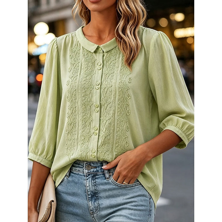 Paige | Geborduurde Peter Pan Kraag Blouse