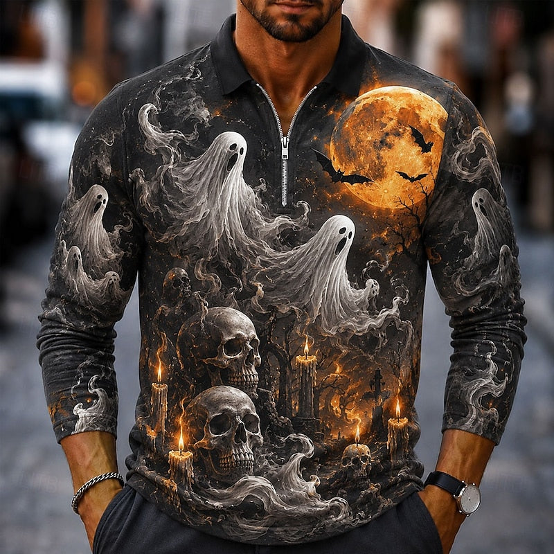 Bram | Halloween Zip Langsleeve Polo Shirt