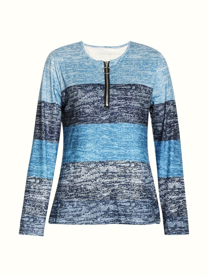 Ophelia | Kleurblok Kwart-Zip Top