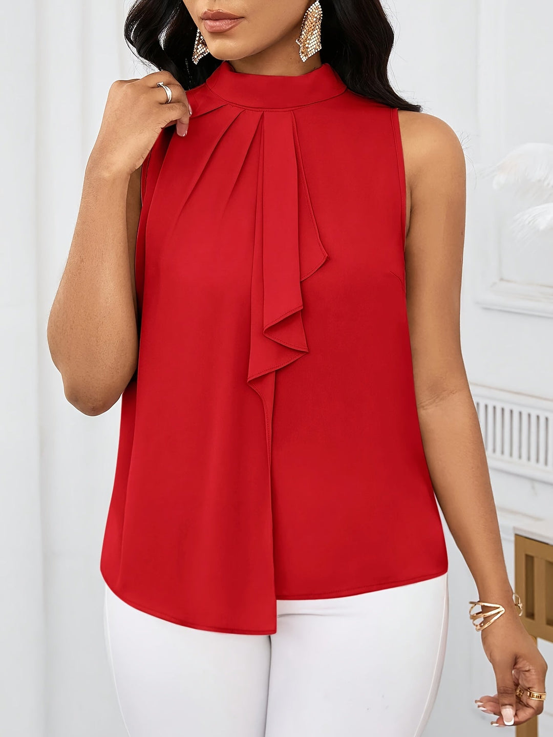 Annabel | Mouwloze Top met Strikhals