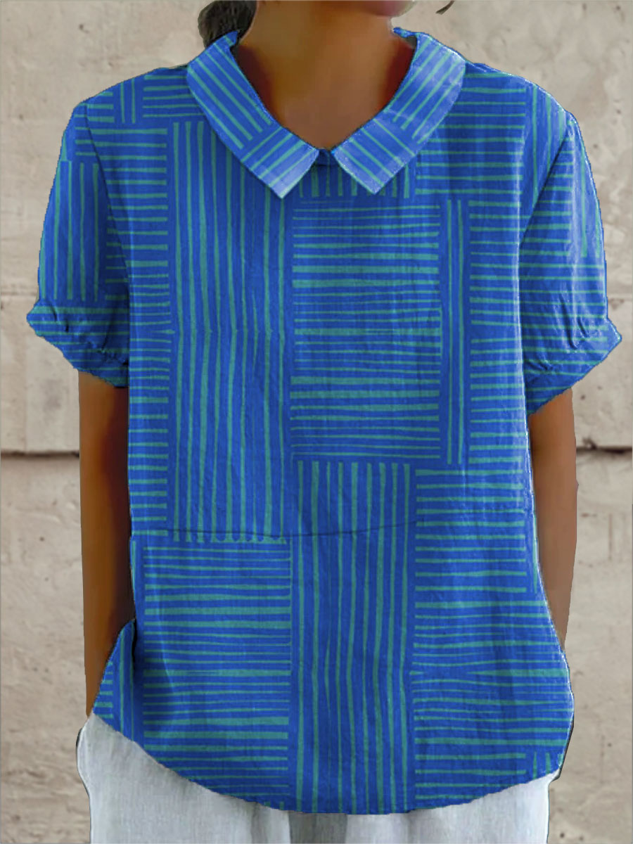 Elsie | Elegante Gestreepte Geometrische Shirt