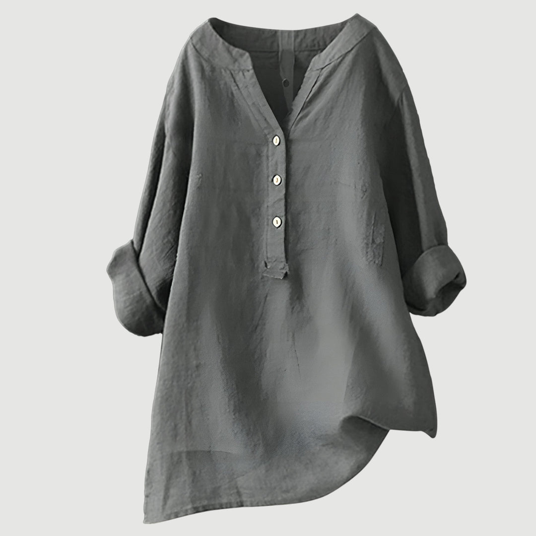 Carina | Verfijnde V-Hals Knopshirt