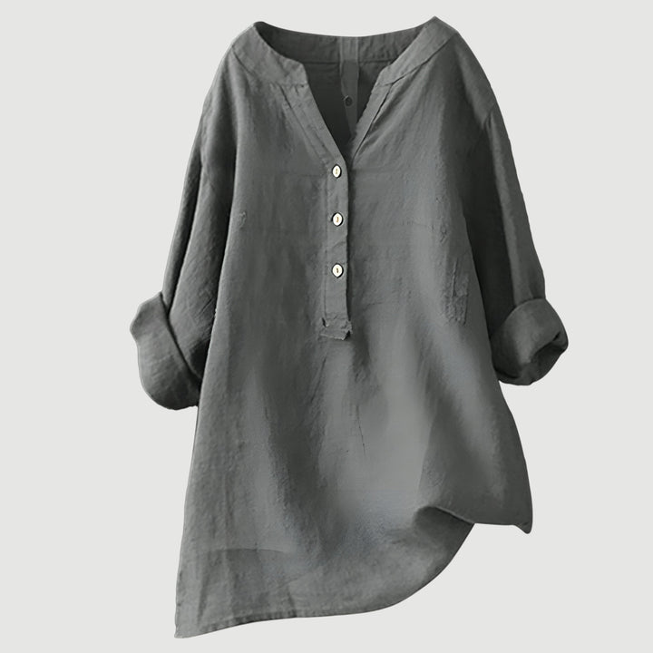 Carina | Verfijnde V-Hals Knopshirt