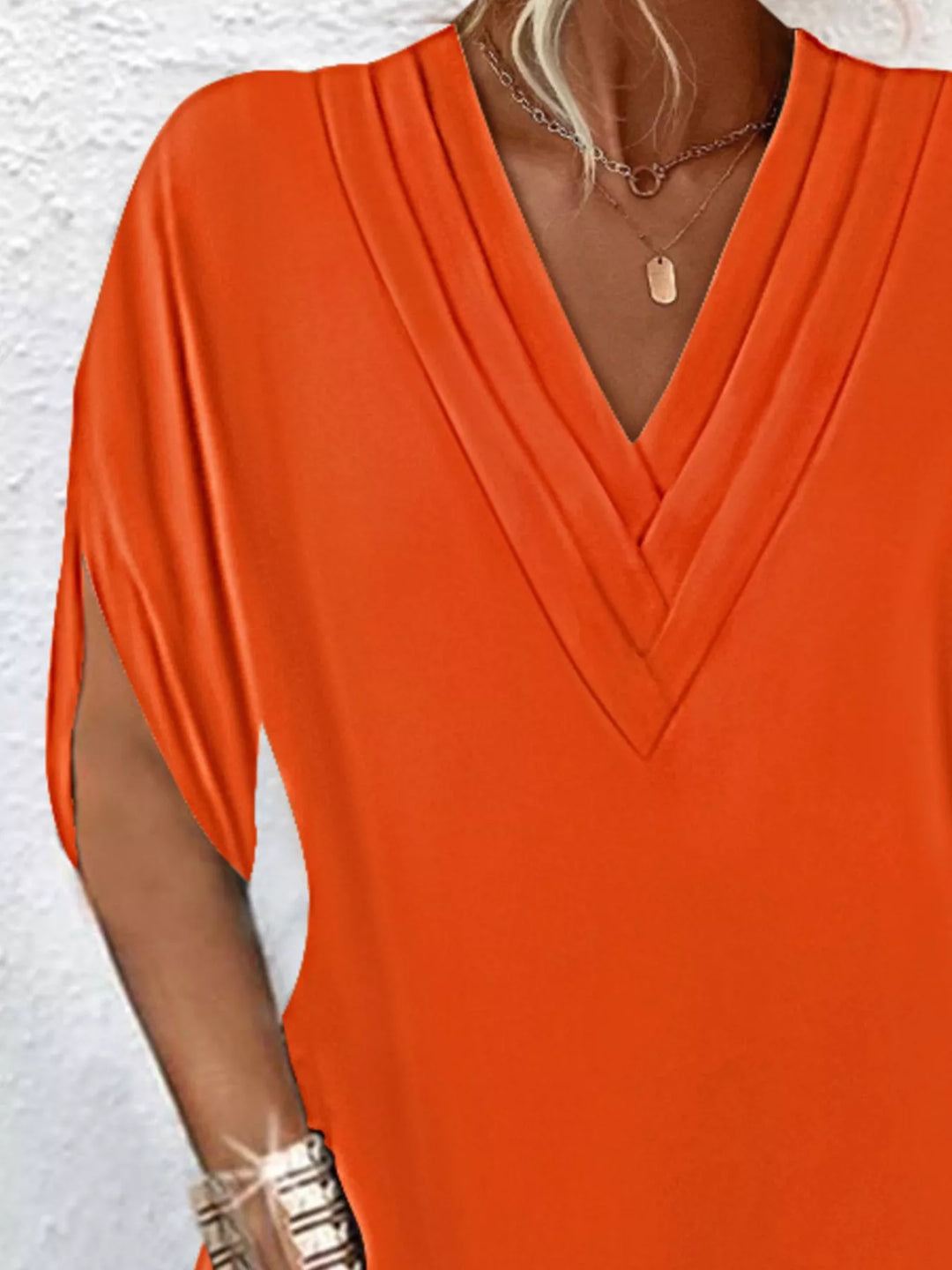 Emery | V-Hals Slit Mouw Mini Jurk