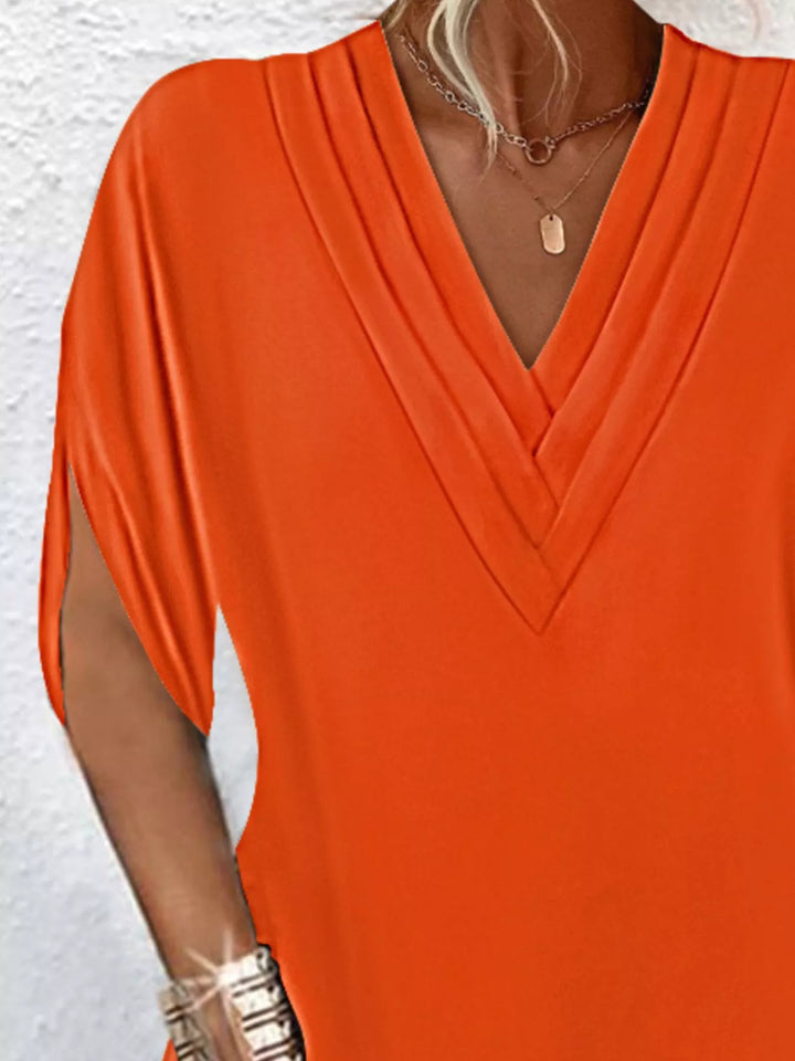 Emery | V-Hals Slit Mouw Mini Jurk