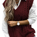 Cora | Gezellige Kabelgebreide V-Hals Sweater Vest