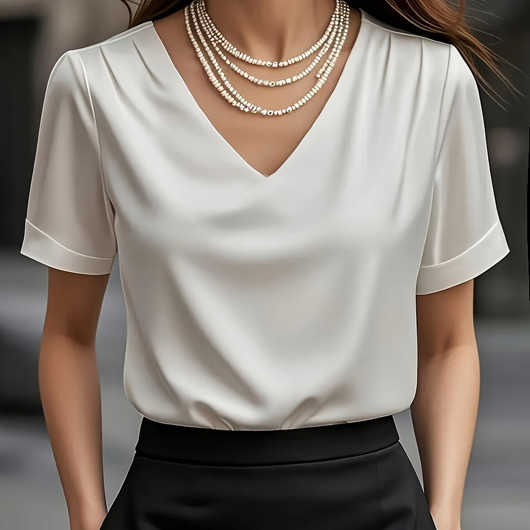 Estelle | Gedrapeerde V-Hals Blouse