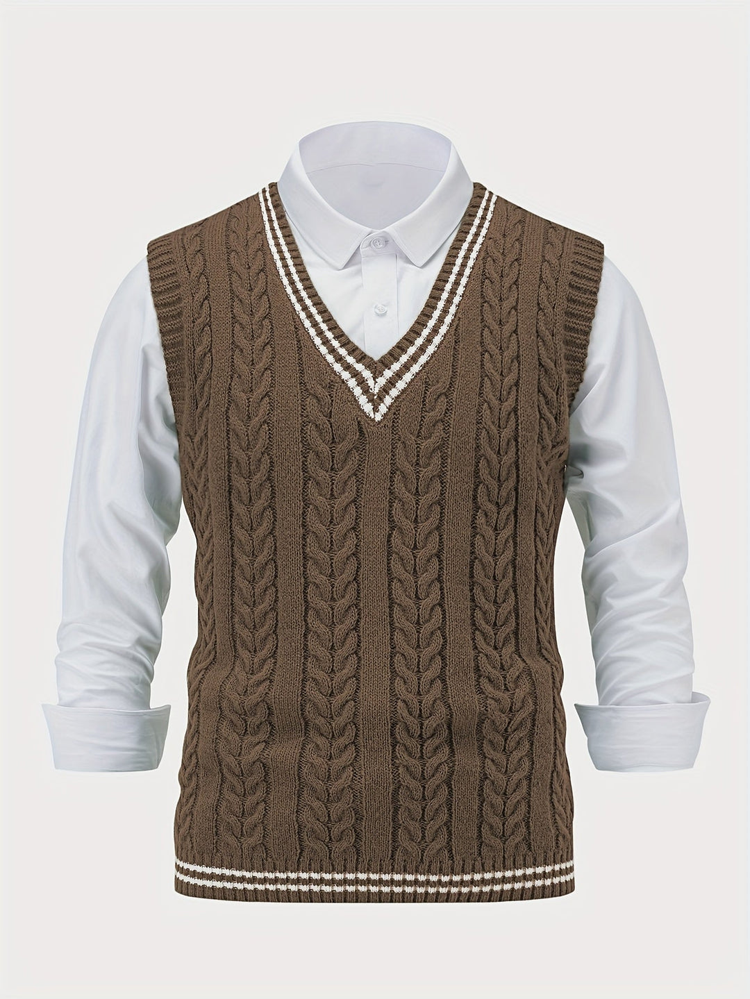 Gideon | Kabelgebreide V-Hals Sweater Vest