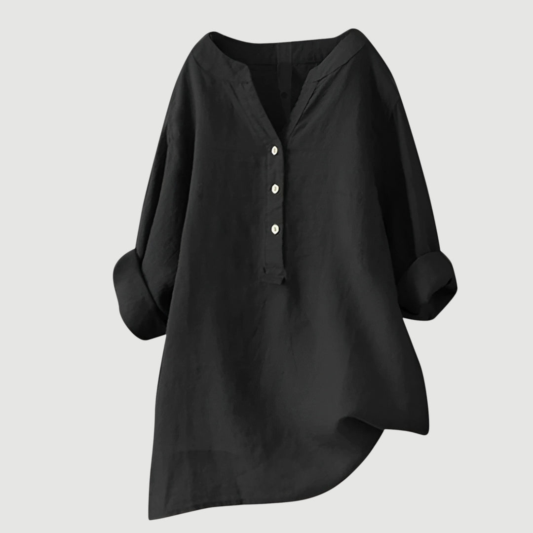 Carina | Verfijnde V-Hals Knopshirt