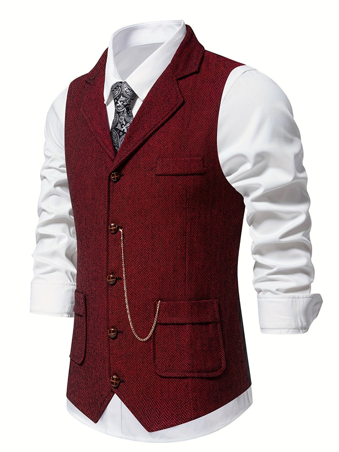 Edmund | Haringbone Effen Gilet