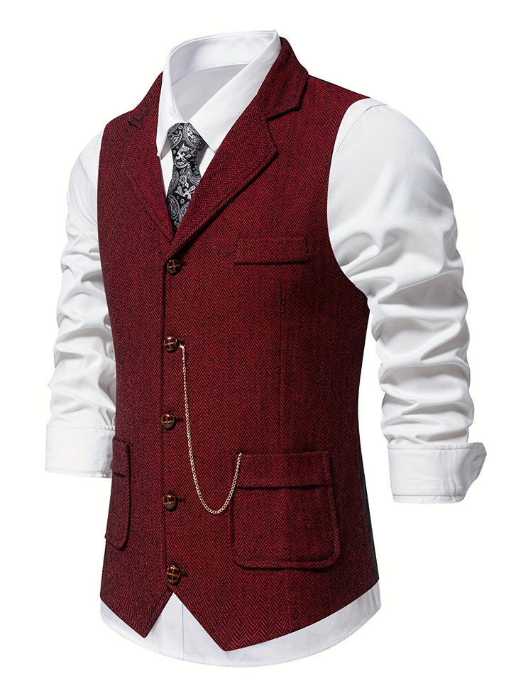 Edmund | Haringbone Effen Gilet