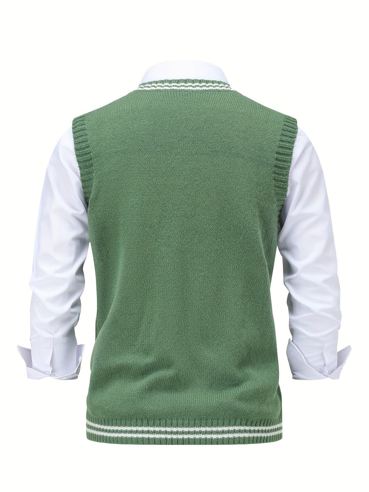 Gideon | Kabelgebreide V-Hals Sweater Vest