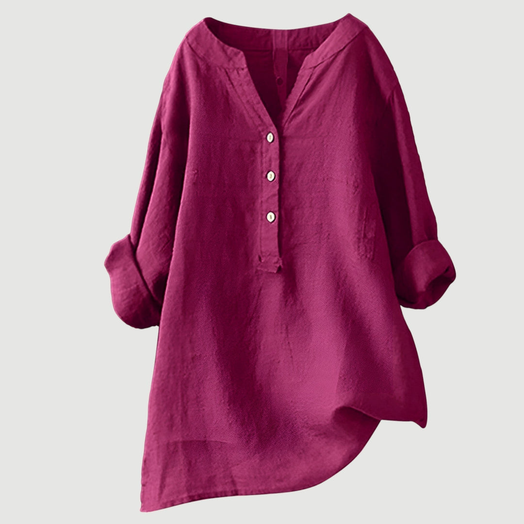 Carina | Verfijnde V-Hals Knopshirt