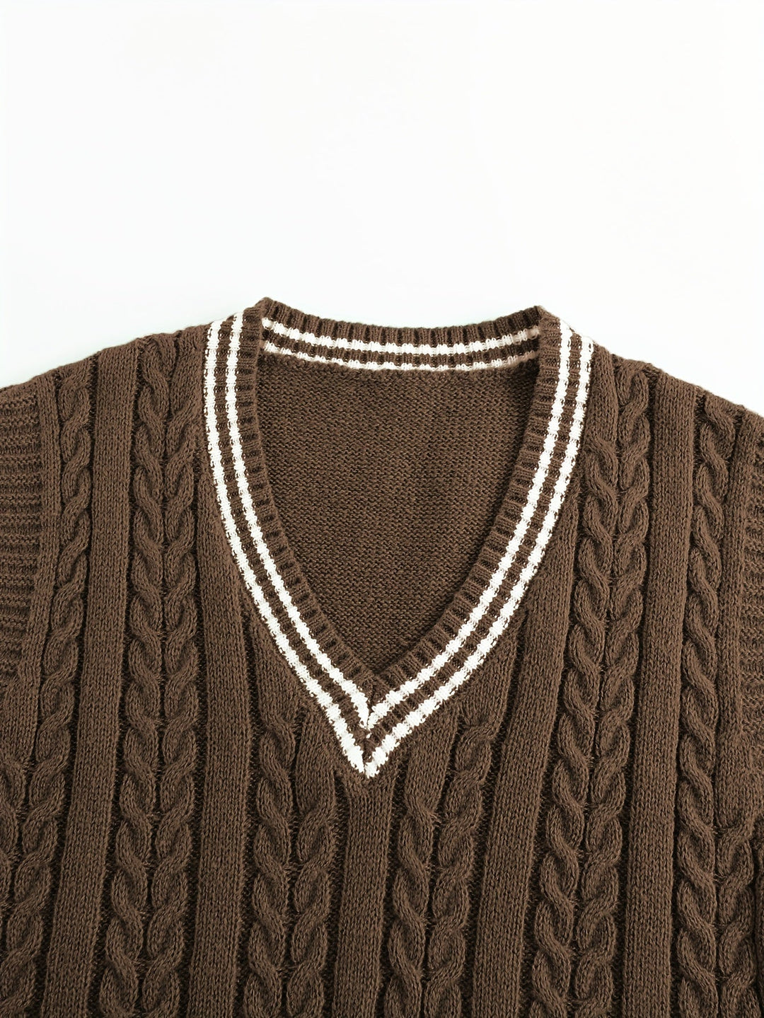 Gideon | Kabelgebreide V-Hals Sweater Vest