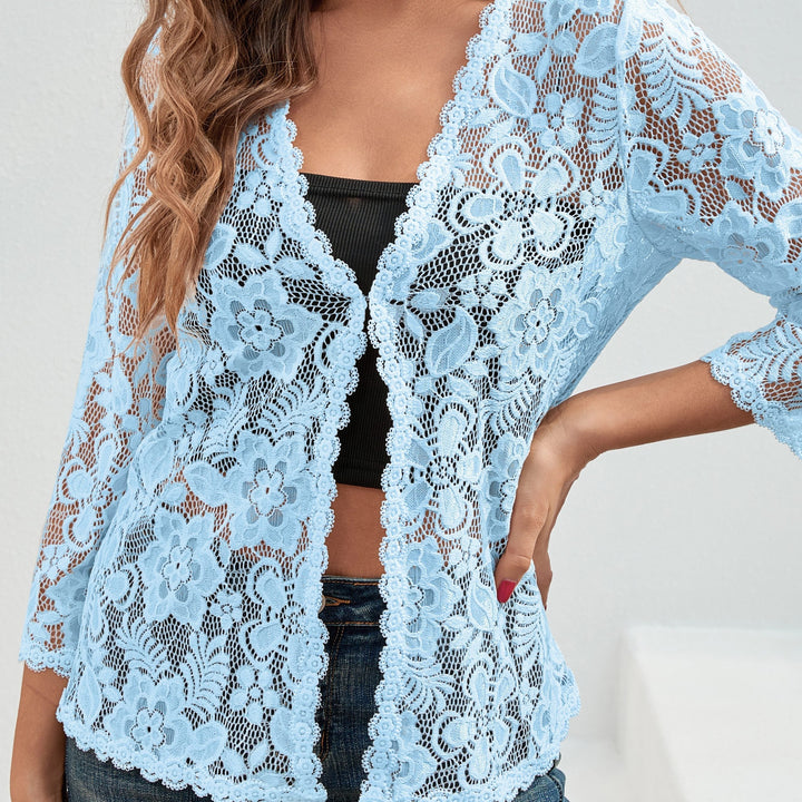 Cassandra | Bloemrijke Opengewerkte Cardigan