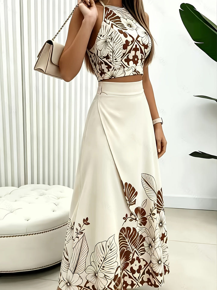 Maura | Tropisch Afdruk Twee-delige Rok Set