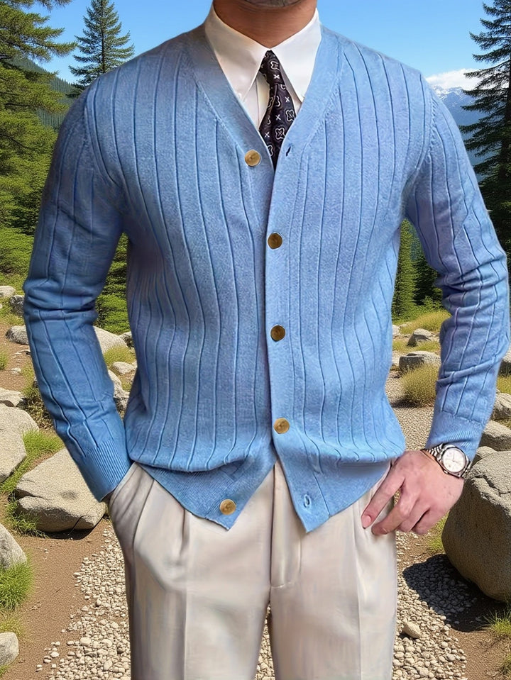 Arthur | Geribbelde Knopen Cardigan